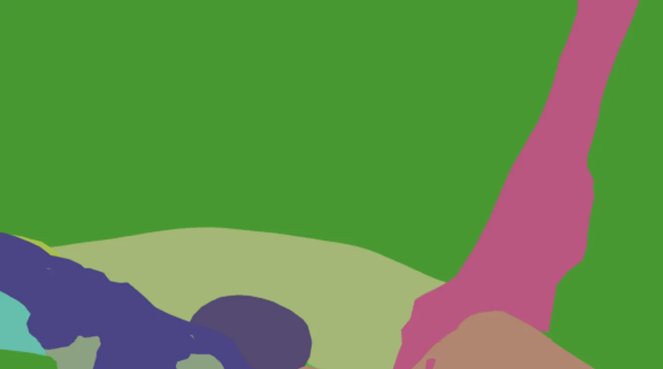 Semantic map of the scene with each tissue type in a flat colour.